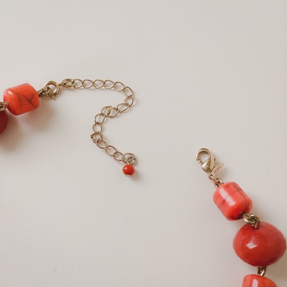 Avon Chunky Faux Stone Orange Beaded Chain Funky Bright Geometric Necklace - Picture 9 of 12